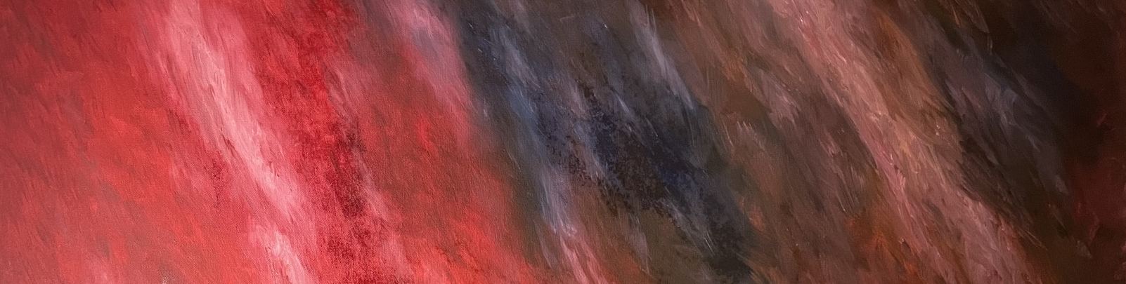 A band of crimson brushwork sweeping diagonally into grey.